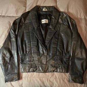 Montee Women's Large Black Leather Jacket.